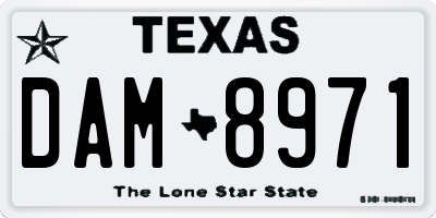 TX license plate DAM8971