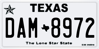 TX license plate DAM8972