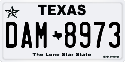 TX license plate DAM8973