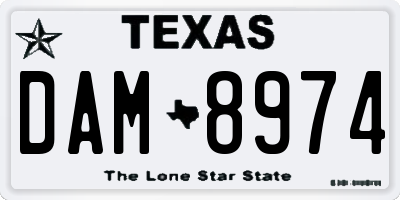 TX license plate DAM8974