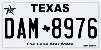 TX license plate DAM8976