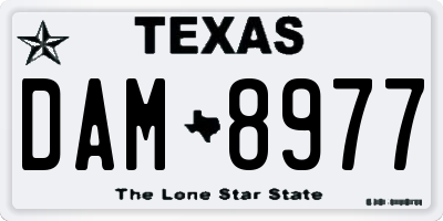 TX license plate DAM8977