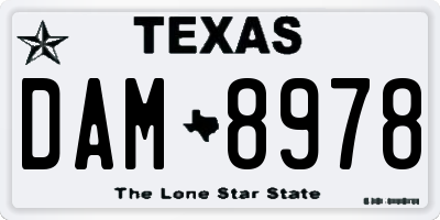 TX license plate DAM8978