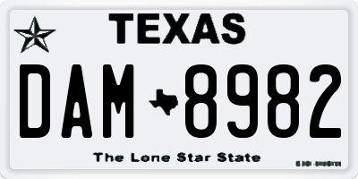 TX license plate DAM8982