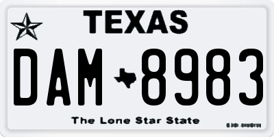TX license plate DAM8983