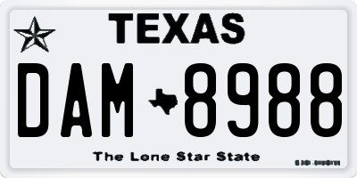 TX license plate DAM8988