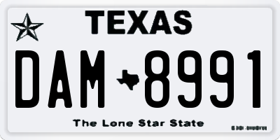 TX license plate DAM8991