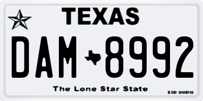 TX license plate DAM8992