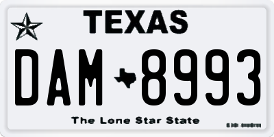 TX license plate DAM8993