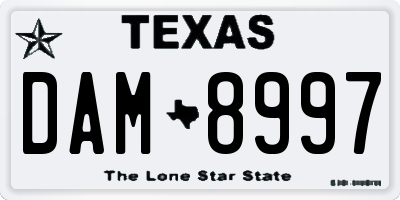 TX license plate DAM8997
