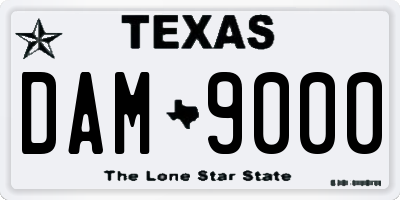 TX license plate DAM9000