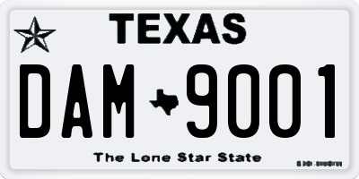 TX license plate DAM9001