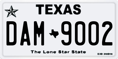 TX license plate DAM9002