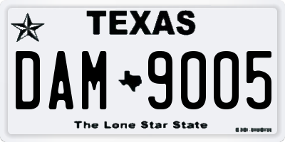TX license plate DAM9005