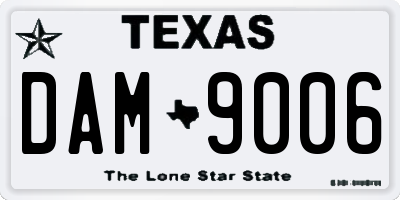 TX license plate DAM9006