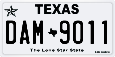 TX license plate DAM9011