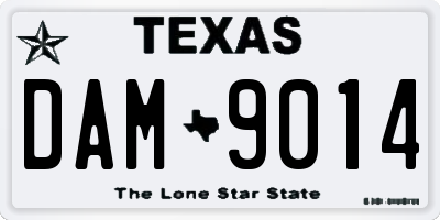 TX license plate DAM9014