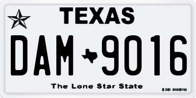 TX license plate DAM9016
