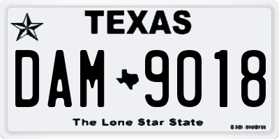 TX license plate DAM9018