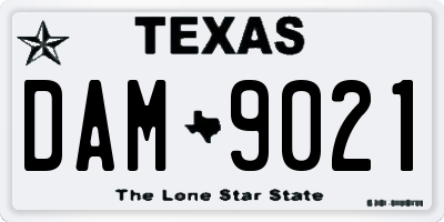 TX license plate DAM9021
