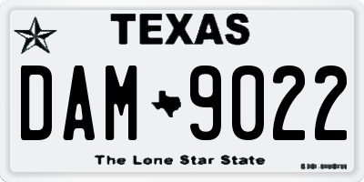 TX license plate DAM9022