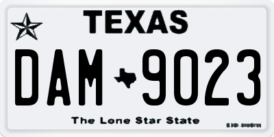 TX license plate DAM9023