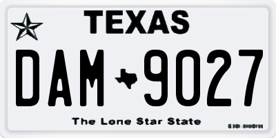 TX license plate DAM9027