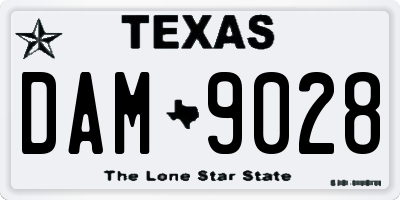 TX license plate DAM9028