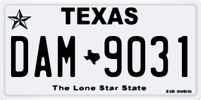 TX license plate DAM9031