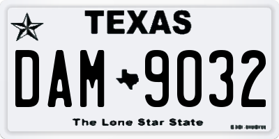 TX license plate DAM9032
