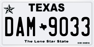 TX license plate DAM9033