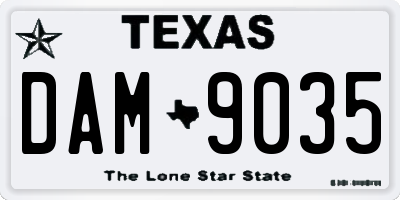 TX license plate DAM9035
