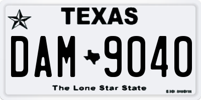TX license plate DAM9040