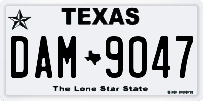 TX license plate DAM9047