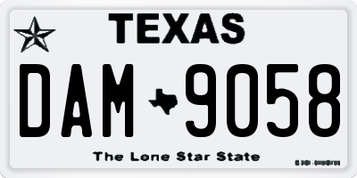 TX license plate DAM9058