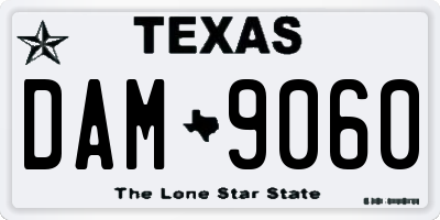 TX license plate DAM9060