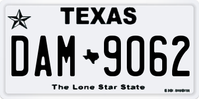 TX license plate DAM9062