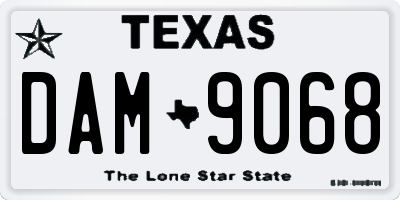 TX license plate DAM9068