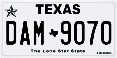 TX license plate DAM9070