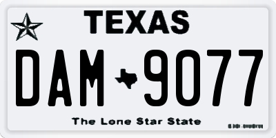 TX license plate DAM9077