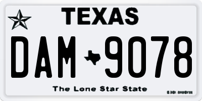 TX license plate DAM9078