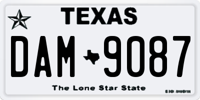 TX license plate DAM9087