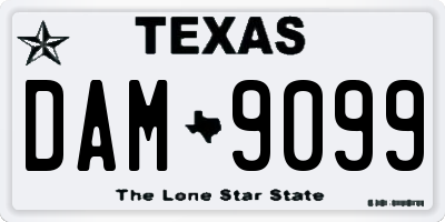 TX license plate DAM9099