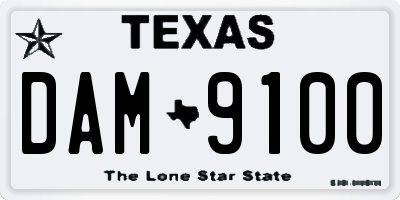 TX license plate DAM9100