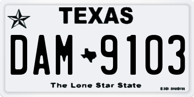 TX license plate DAM9103