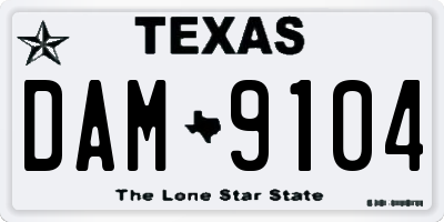 TX license plate DAM9104