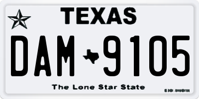 TX license plate DAM9105
