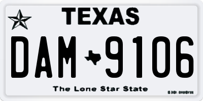 TX license plate DAM9106