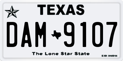 TX license plate DAM9107
