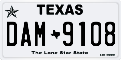 TX license plate DAM9108